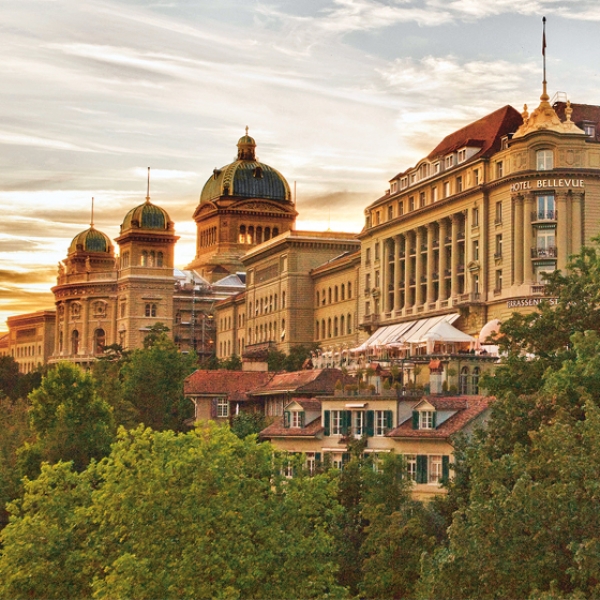 Sheer luxury at the Bellevue Palace Bern with scenic flight